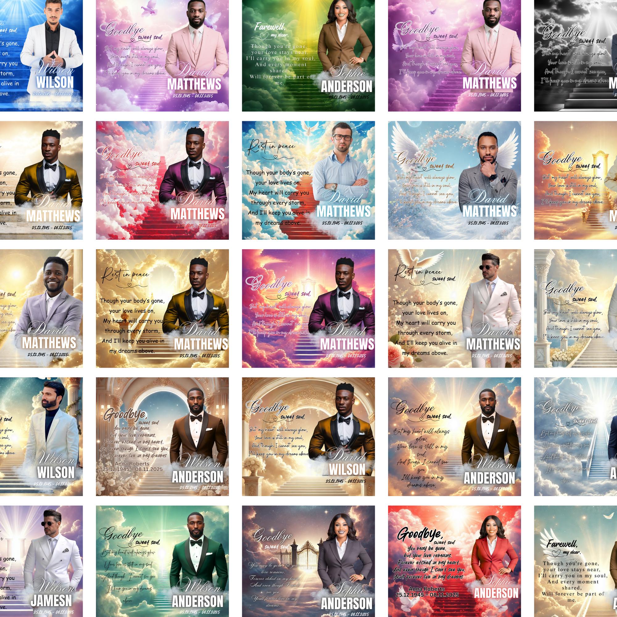 25 Memorial Canva Editable Designs, In Loving Memory Canva Editable Templates, Rest In Peace Template, Funeral & Celebration of Life - Editable Memorial Canva Template