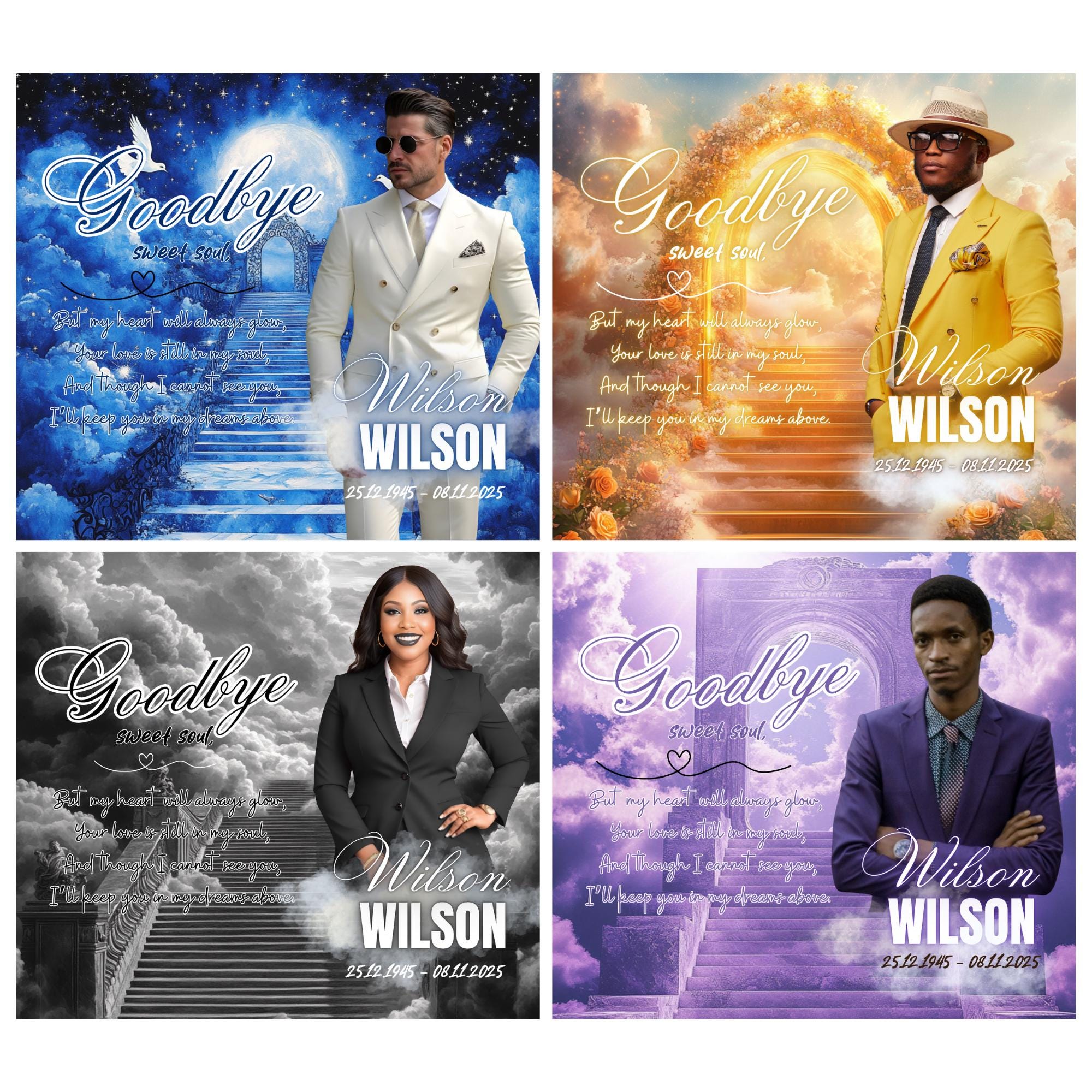 20 Memorial Canva Editable Designs, In Loving Memory Canva Editable Templates, Rest In Peace Template, Funeral & Celebration of Life - Editable Memorial Canva Template