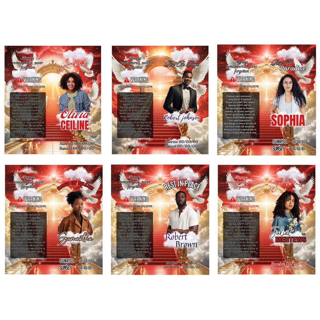 10 Memorial Red Lighter Canva Editable Template, In Loving Memory Template, RIP Lighter Label, Memorial Funeral Keeksake, Digital Download - Editable Memorial Canva Template
