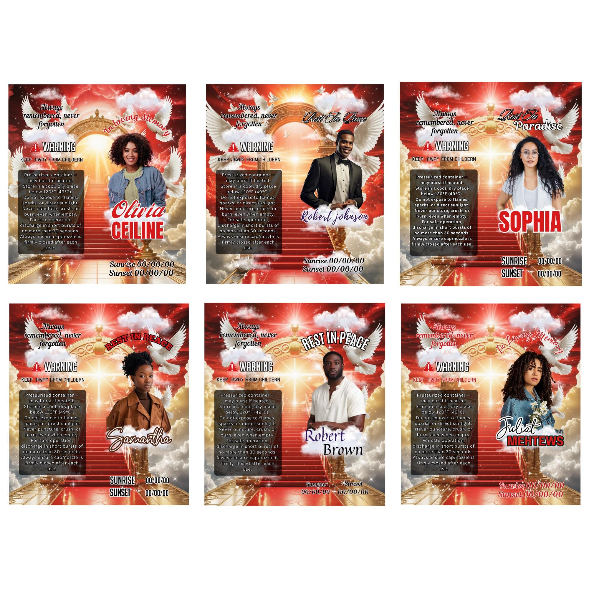 10 Memorial Red Lighter Canva Editable Template, In Loving Memory Template, RIP Lighter Label, Memorial Funeral Keeksake, Digital Download - Editable Memorial Canva Template