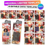 10 Memorial Red Lighter Canva Editable Template, In Loving Memory Template, RIP Lighter Label, Memorial Funeral Keeksake, Digital Download - Editable Memorial Canva Template