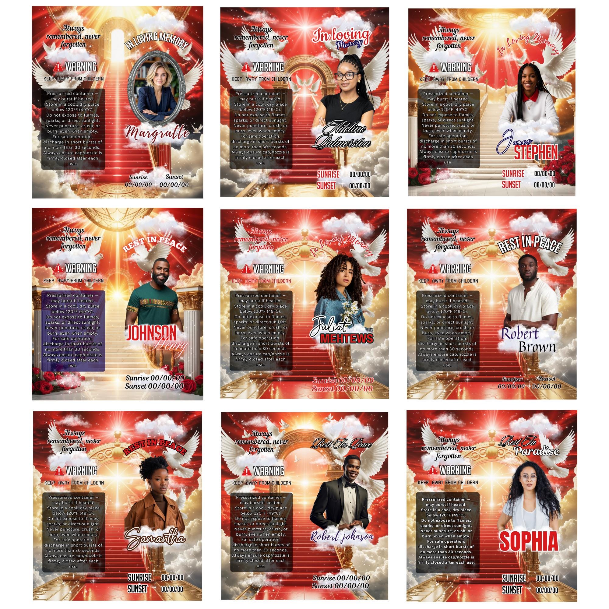 10 Memorial Red Lighter Canva Editable Template, In Loving Memory Template, RIP Lighter Label, Memorial Funeral Keeksake, Digital Download - Editable Memorial Canva Template