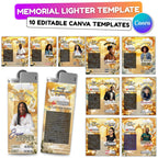 10 Memorial Yellow Lighter Canva Editable Template, In Loving Memory Template, RIP Lighter Label, Memorial Funeral Keeksake,Digital Download - Editable Memorial Canva Template