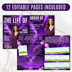 12 Page Purple Memorial Essence Magazine Template, Celebration of Life Program & Keepsake, Obituary Celebration Of Life Program - Editable Memorial Canva Template