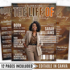 12 Page Memorial Essence Magazine Template, Celebration of Life Program & Keepsake, Obituary Celebration Of Life Program - Editable Memorial Canva Template