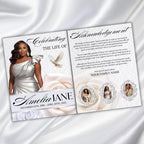 08 Pages White Funeral Program Template, Bi-Fold Funeral Program, Obituary Celebration Of Life Program, Digital Download - Editable Memorial Canva Template