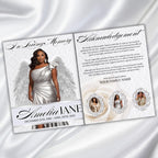 08 Pages White Funeral Program Template, Bi-Fold Funeral Program, Obituary Celebration Of Life Program, Digital Download - Editable Memorial Canva Template
