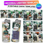 10 Memorial Green Lighter Canva Editable Template, In Loving Memory Template, RIP Lighter Label, Memorial Funeral Keeksake,Digital Download - Editable Memorial Canva Template