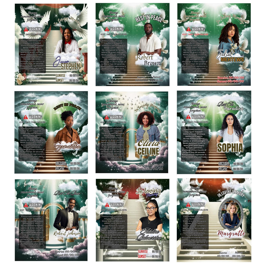 10 Memorial Green Lighter Canva Editable Template, In Loving Memory Template, RIP Lighter Label, Memorial Funeral Keeksake,Digital Download - Editable Memorial Canva Template