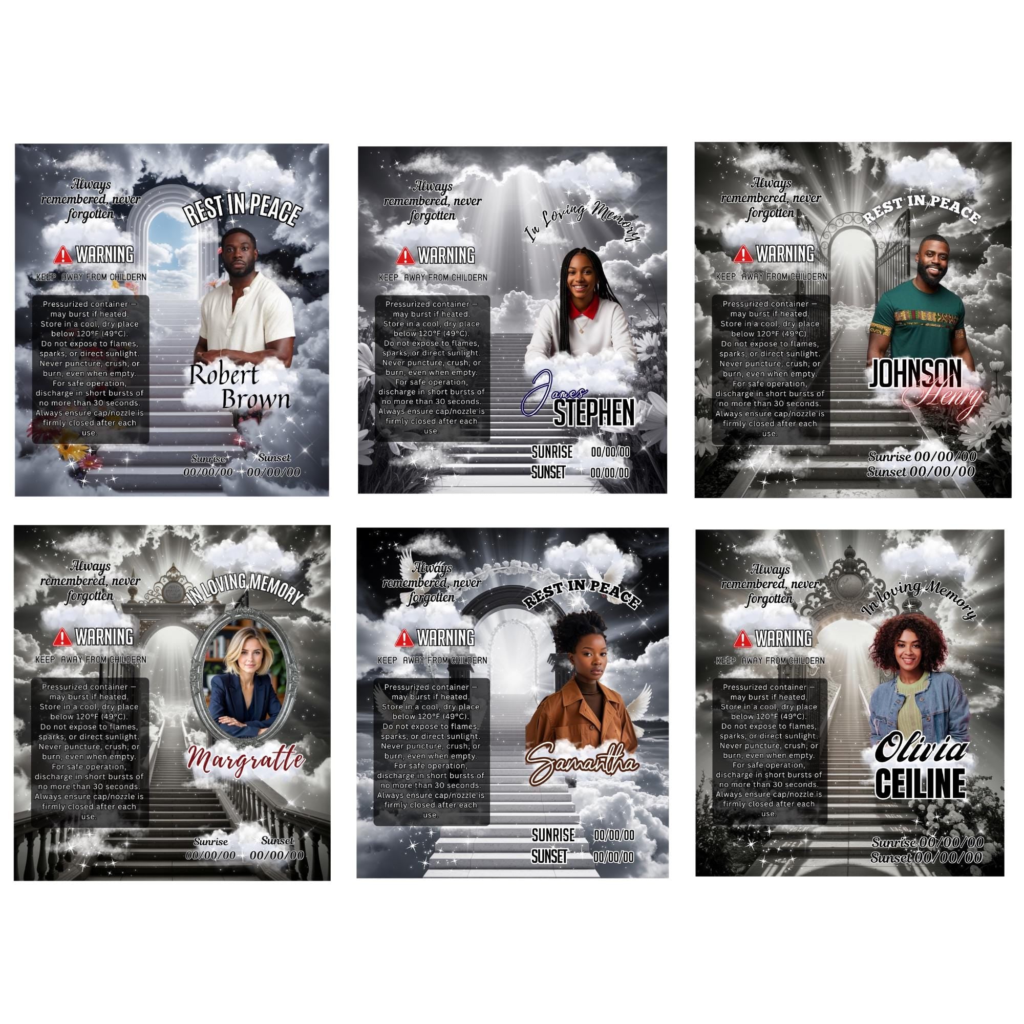 10 Memorial Black Lighter Canva Editable Template, In Loving Memory Template, RIP Lighter Label, Memorial Funeral Keeksake,Digital Download - Editable Memorial Canva Template
