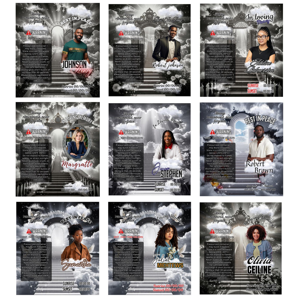10 Memorial Black Lighter Canva Editable Template, In Loving Memory Template, RIP Lighter Label, Memorial Funeral Keeksake,Digital Download - Editable Memorial Canva Template