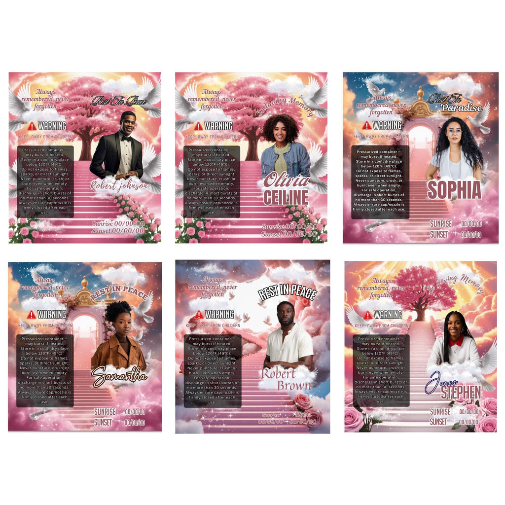 10 Memorial Pink Lighter Canva Editable Template, In Loving Memory Template, RIP Lighter Label, Memorial Funeral Keeksake,Digital Download - Editable Memorial Canva Template