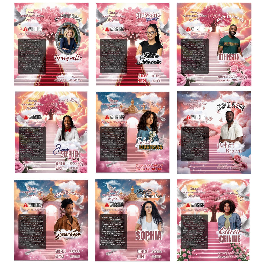 10 Memorial Pink Lighter Canva Editable Template, In Loving Memory Template, RIP Lighter Label, Memorial Funeral Keeksake,Digital Download - Editable Memorial Canva Template