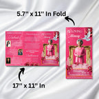 Pink Memorial Funeral Program Template, Tri-Fold(17x11) Funeral Program, Obituary Celebration Of Life Program, In Loving Memory Templates - Editable Memorial Canva Template