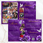 08 Pages Memorial Purple Funeral Program Template, Editable Bifold 8.5x11” Design, Obituary Celebration Of Life Program, Digital Download - Editable Memorial Canva Template