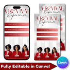 Revival Canva Church Flyer Mobile Templates, Canva Church Template, church anniversary, Religious Event Flyer, Praise and Worship - Editable Memorial Canva Template