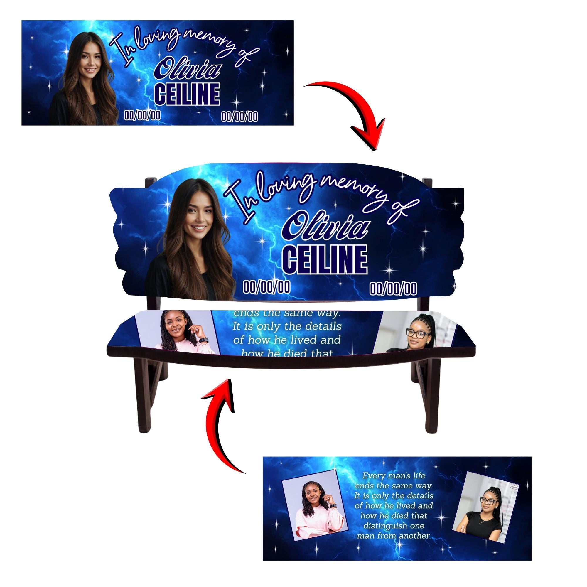 10 In Loving Memory Bench Canva Editable Templates, In Loving Memory Banch Templates, Memorial Bench Template, Funeral & Celebration of Life - Editable Memorial Canva Template