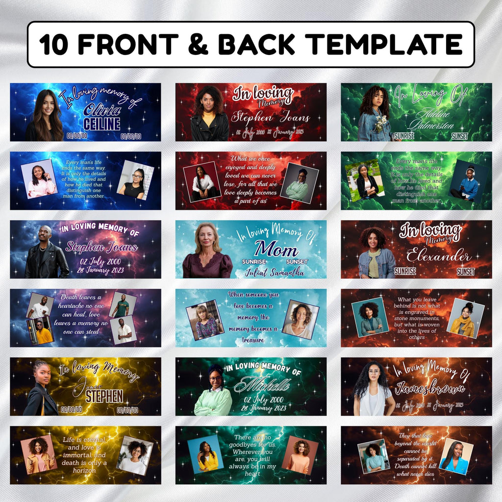 10 In Loving Memory Bench Canva Editable Templates, In Loving Memory Banch Templates, Memorial Bench Template, Funeral & Celebration of Life - Editable Memorial Canva Template
