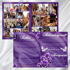 08 Pages Memorial Purple Funeral Program Template, Editable Bifold 8.5x11” Design, Obituary Celebration Of Life Program, Digital Download - Editable Memorial Canva Template