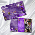 Purple Memorial Funeral Program Template, Tri-Fold(17x11) Funeral Program, Obituary Celebration Of Life Program, In Loving Memory Templates - Editable Memorial Canva Template