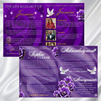 8 Pages Purple Rose Glitter Funeral Program Template, Editable Bifold 8.5x11” Design, Obituary Celebration Of Life Program, Digital Download - Editable Memorial Canva Template
