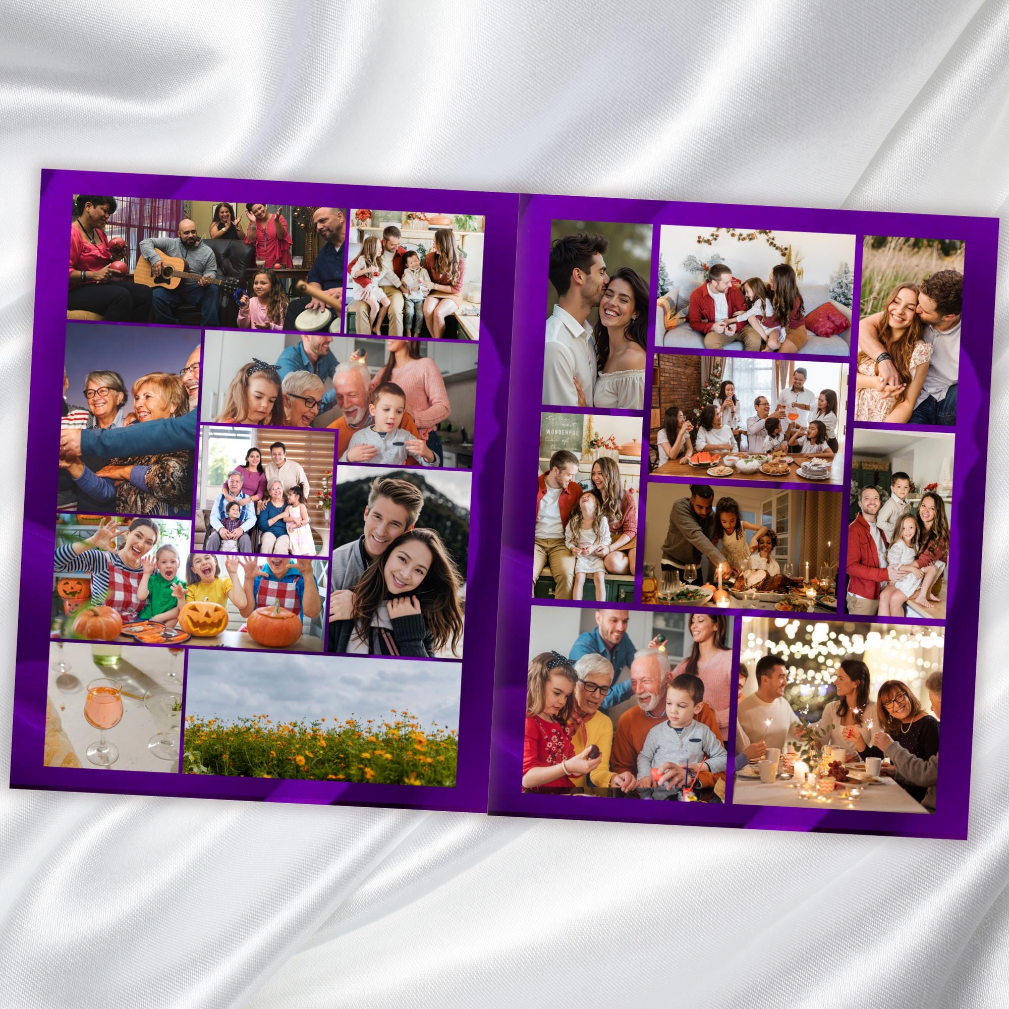 8 Pages Purple Rose Glitter Funeral Program Template, Editable Bifold 8.5x11” Design, Obituary Celebration Of Life Program, Digital Download - Editable Memorial Canva Template