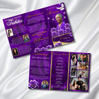 Purple Rose Glitter Funeral Program Template, Tri-Fold(17x11) Funeral Program, Obituary Celebration Of Life, In Loving Memory Templates - Editable Memorial Canva Template