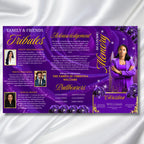 Purple Rose Gold Funeral Program Template, Tri-Fold(17x11) Funeral Program, Obituary Celebration Of Life, In Loving Memory Templates - Editable Memorial Canva Template
