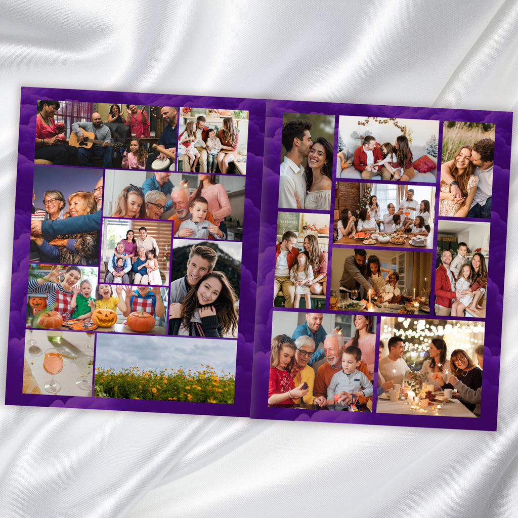 08 Purple Rose Gold Frame Funeral Program Template, Editable Bifold 8.5x11” Design, Obituary Celebration Of Life Program, Digital Download - Editable Memorial Canva Template