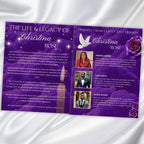 08 Purple Rose Gold Frame Funeral Program Template, Editable Bifold 8.5x11” Design, Obituary Celebration Of Life Program, Digital Download - Editable Memorial Canva Template