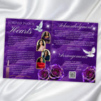 08 Purple Rose Gold Frame Funeral Program Template, Editable Bifold 8.5x11” Design, Obituary Celebration Of Life Program, Digital Download - Editable Memorial Canva Template