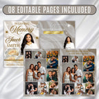 08 Pages White Rose Funeral Program Template, Editable Bifold 8.5x11” Design, Obituary Celebration Of Life Program, Digital Download - Editable Memorial Canva Template