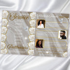 08 Pages White Rose Funeral Program Template, Editable Bifold 8.5x11” Design, Obituary Celebration Of Life Program, Digital Download - Editable Memorial Canva Template