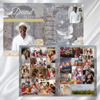 08 Pages White Rose Glitter Funeral Program Template, Editable Bifold 8.5x11” Design, Obituary Celebration Of Life Program, Digital Download - Editable Memorial Canva Template