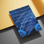 08 Blue Roses and Silver Funeral Program Template, Editable Bifold 8.5x11” Design, Obituary Celebration Of Life Program, Digital Download - Editable Memorial Canva Template