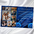 08 Blue Roses and Silver Funeral Program Template, Editable Bifold 8.5x11” Design, Obituary Celebration Of Life Program, Digital Download - Editable Memorial Canva Template