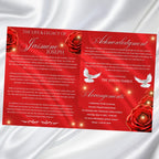 08 Pages Memorial Red Roses Funeral Program Template, Editable Bifold 8.5x11” Design, Obituary Celebration Of Life Program, Digital Download - Editable Memorial Canva Template