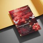 08 Pages Memorial Cloud Red Roses Funeral Program Template, Editable Bifold 8.5x11” Design, Obituary Celebration Of Life, Digital Download - Editable Memorial Canva Template