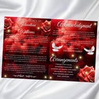 08 Pages Memorial Cloud Red Roses Funeral Program Template, Editable Bifold 8.5x11” Design, Obituary Celebration Of Life, Digital Download - Editable Memorial Canva Template