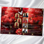 08 Pages Memorial Cloud Red Roses Funeral Program Template, Editable Bifold 8.5x11” Design, Obituary Celebration Of Life, Digital Download - Editable Memorial Canva Template