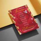 08 Pages Red and Golden Roses Funeral Program Template, Editable Bifold 8.5x11”Design, Obituary Celebration Of Life Program,Digital Download - Editable Memorial Canva Template