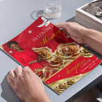 08 Pages Red and Golden Roses Funeral Program Template, Editable Bifold 8.5x11”Design, Obituary Celebration Of Life Program,Digital Download - Editable Memorial Canva Template