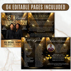 25th Pastoral Anniversary Flyer Editable Template, Bi-Fold Funeral Program, Church Program Template, Printable & Editable, Instant Download - Editable Memorial Canva Template
