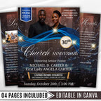30th Black Church Anniversary Program Template, Editable Bifold 8.5x11” Design, Church Appreciation Program, Anniversary & Faith Celebration - Editable Memorial Canva Template