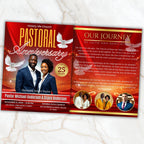 04 Red Pastoral Church Anniversary Program Template, Editable Bifold 8.5x11”, Church Appreciation Program, Anniversary & Faith Celebration - Editable Memorial Canva Template