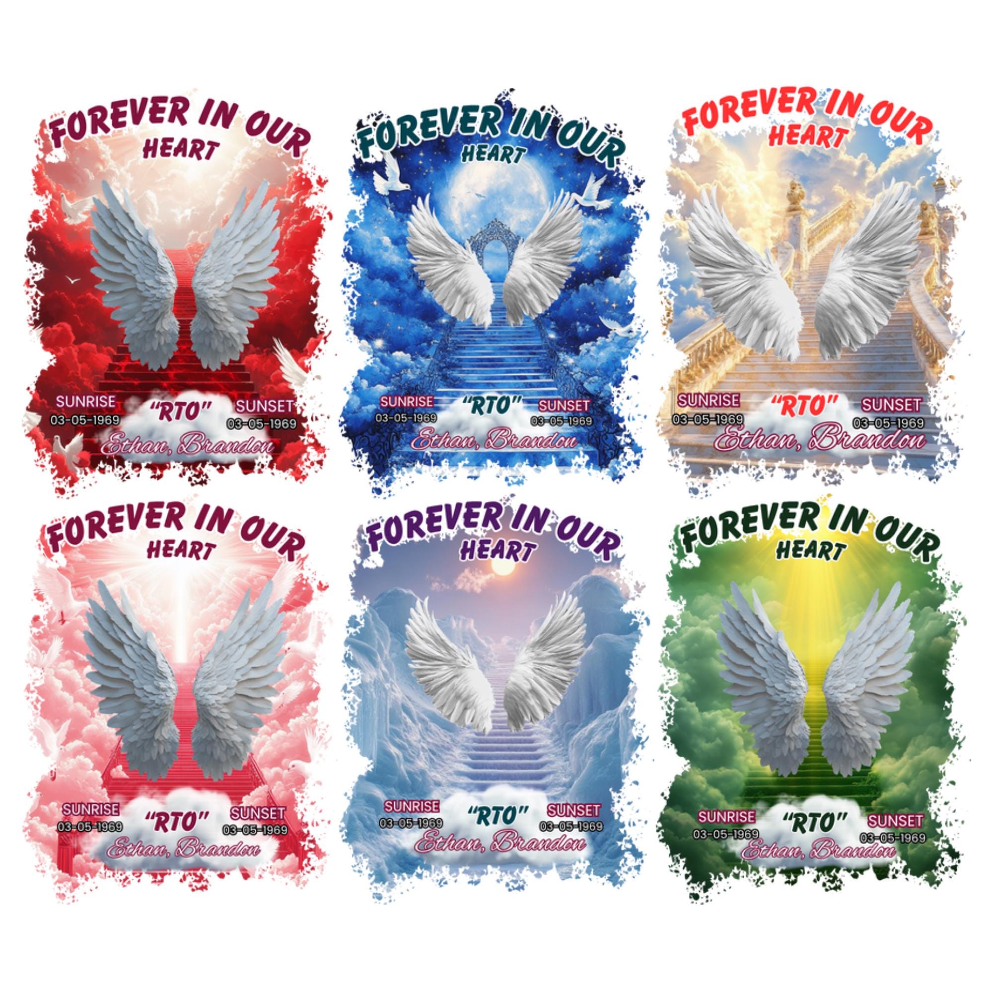20 Forever In Our Heart Memorial T Shirt Editable Templates, In Loving Memory Templates, Memorial Canva Template, Digital Download - Editable Memorial Canva Template