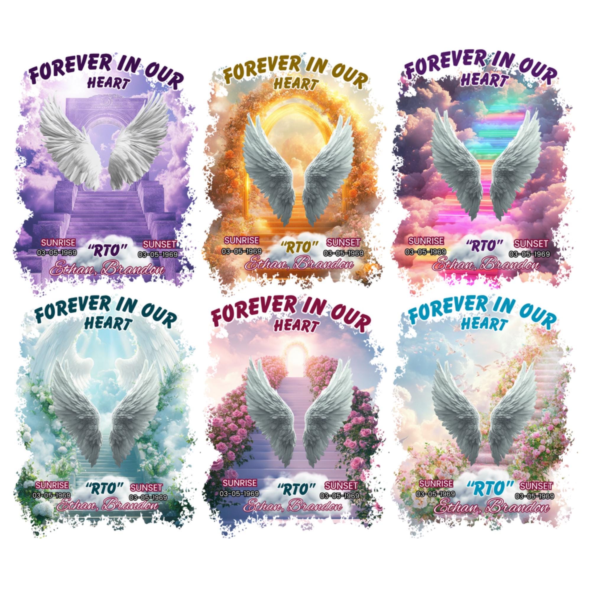 10 Forever In Our Heart Memorial T Shirt Editable Templates, In Loving Memory Templates, Memorial Canva Template, Digital Download - Editable Memorial Canva Template