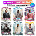10 Forever In Our Heart Memorial T Shirt Editable Templates, In Loving Memory Templates, Memorial Canva Template, Digital Download - Editable Memorial Canva Template