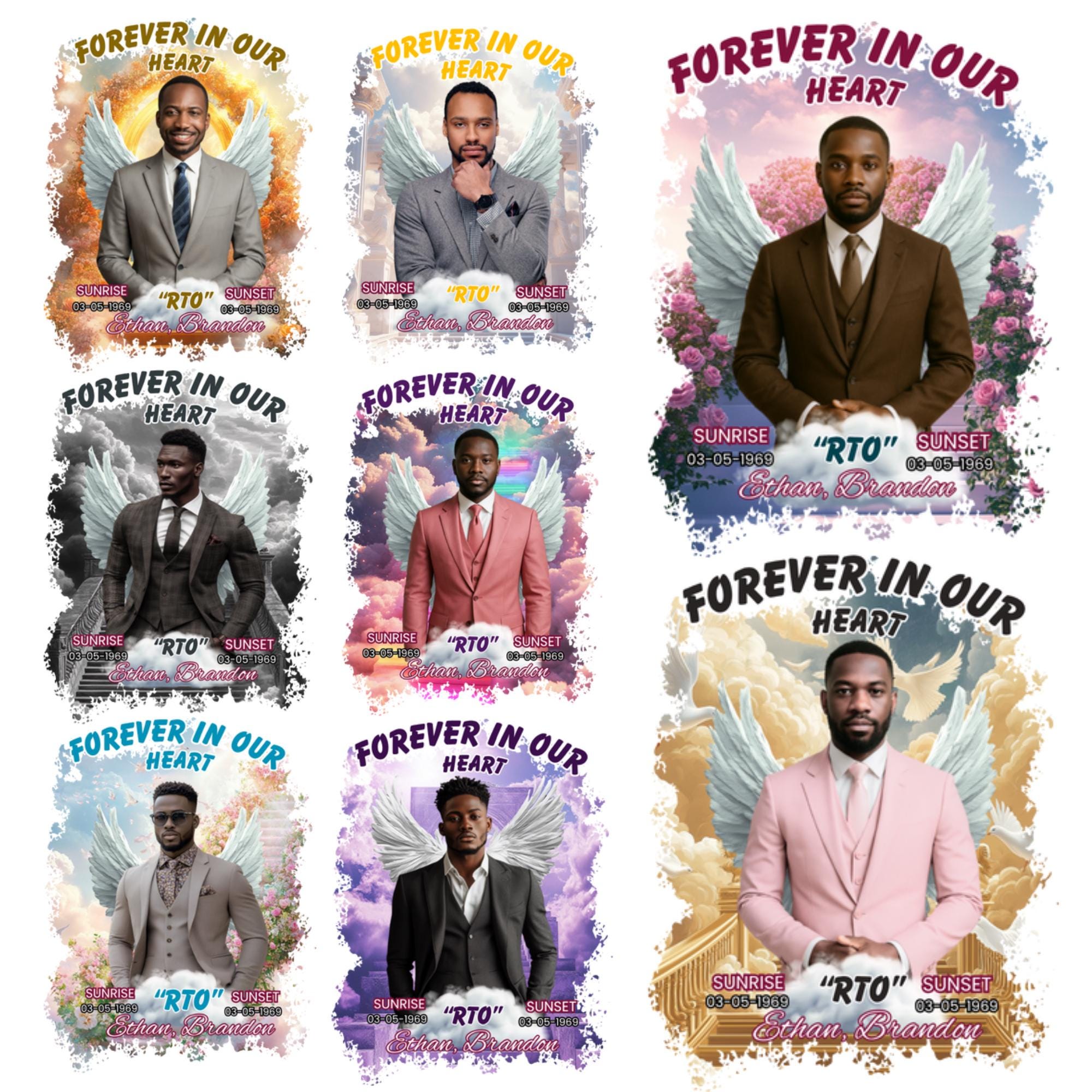 10 Forever In Our Heart Memorial T Shirt Editable Templates, In Loving Memory Templates, Memorial Canva Template, Digital Download - Editable Memorial Canva Template