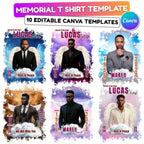 10 In Loving Memory T Shirt Canva Editable Templates, Memorial Canva Template, Rest In Peace Memorial, Forever In Our Heart Canva Template - Editable Memorial Canva Template